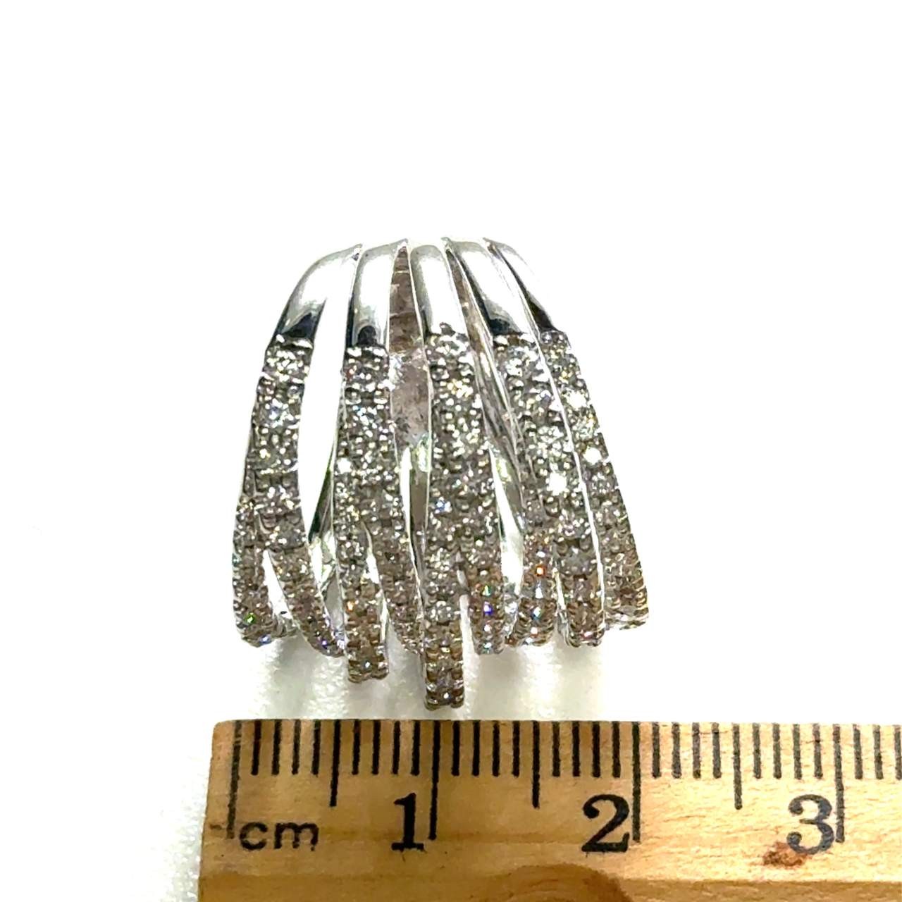 14K Open Stack Diamond Ring White Gold - image 5