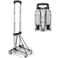 Mini Luggage Cart with Wheels Foldable, Lightweight Trolley Silver
