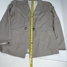 Rachel Zoe Blazer Jacket Womens Xl Cream Black Glen Plaid Classic Rayon Blend