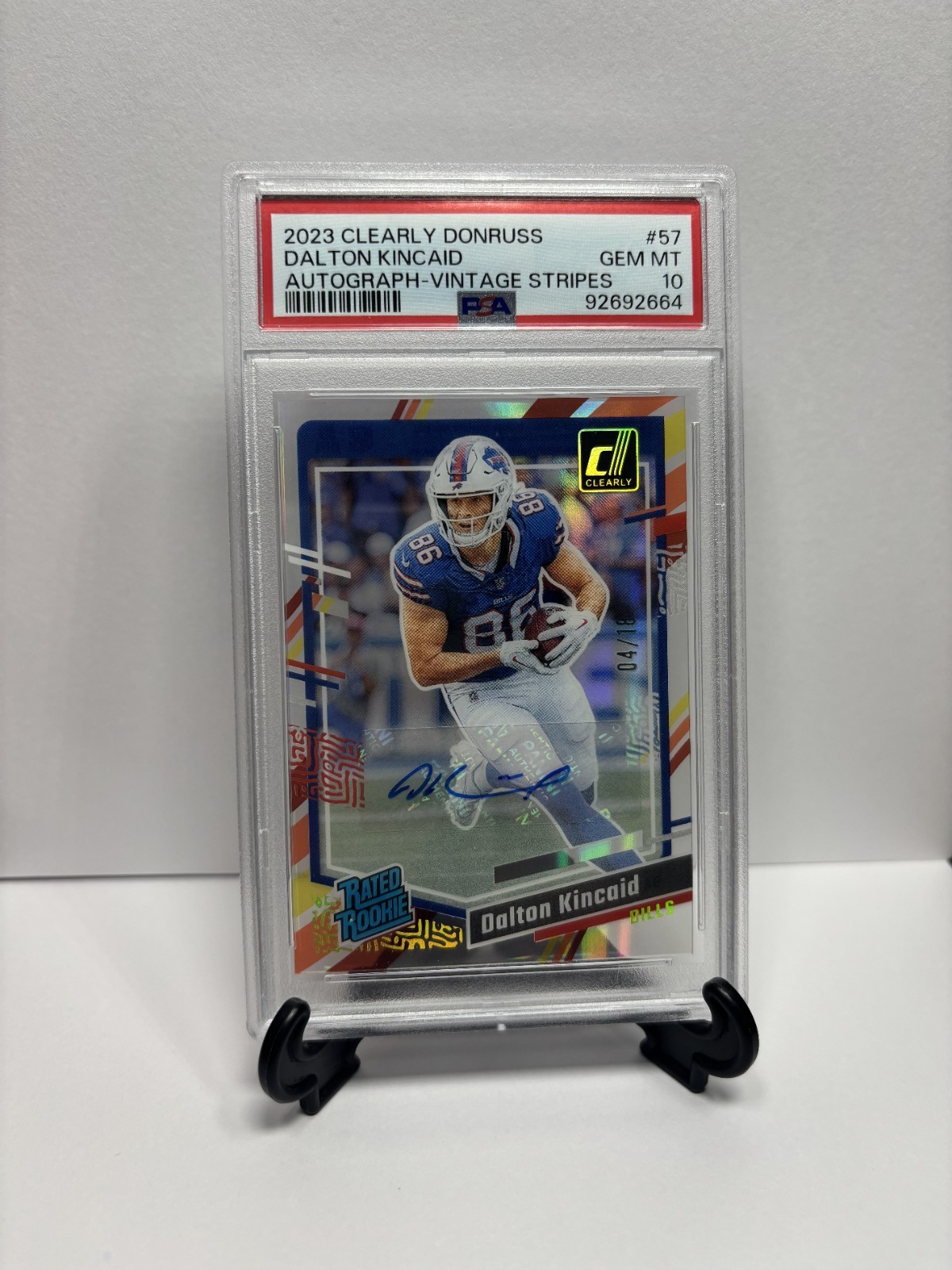 2023 Clearly Donruss #57 Dalton Kincaid Rated Rookie Auto PSA 10 Vintage Stripes