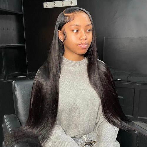 Straight Human Hair Wig PrePlucked Lace Frontal Wig Brazilian Lace Closure Wig - Picture 7 of 18