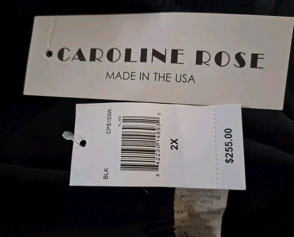 $255 Caroline Rose Suzette Crepe Straight-Leg Pants Women 2X Black Career Formal - Image 2 of 4