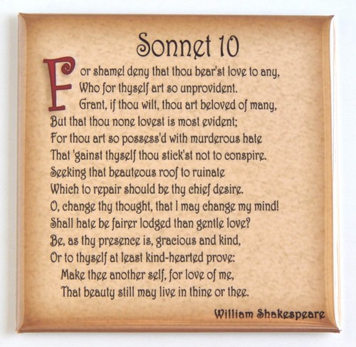 Sonnet 10 MAGNETE FRIGO (3 x 3 pollici) William Shakespeare - Foto 1 di 3