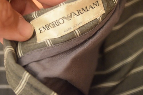Emporio Armani Pants Mens 36 x 36 46 Gray White Striped Wool Trousers Italy - Picture 8 of 9