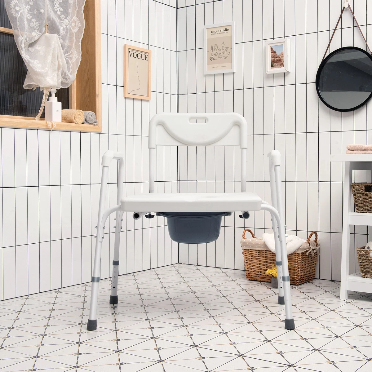 Giantex Portable 3 in 1 Bedside Commode Toilet with Adjustable