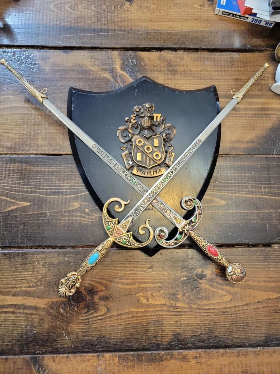 Antique Spanish Wall Crest with Crossed Sword Display