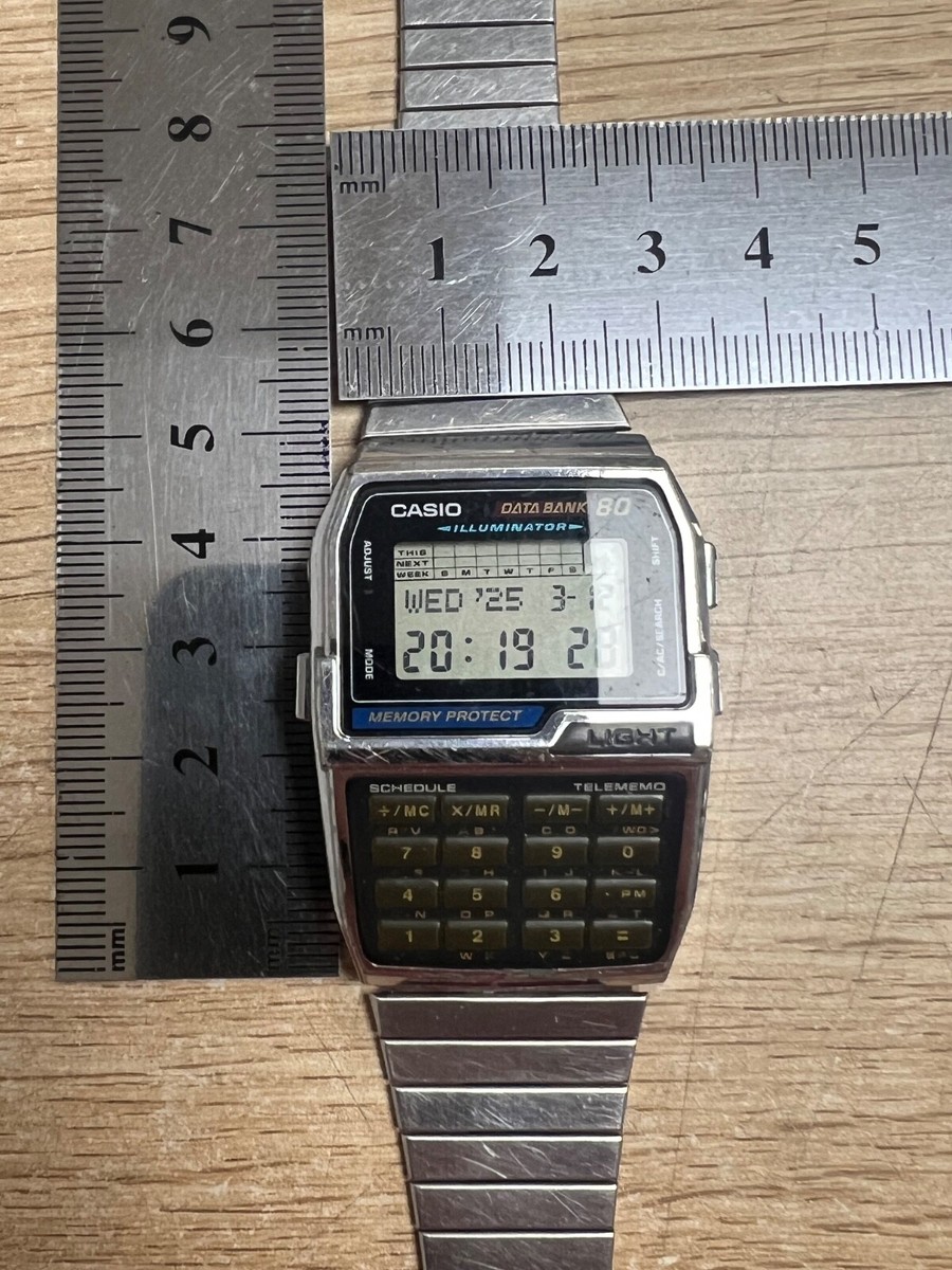 Casio DATA BANK 80 DBC-810 silver Memory Protect retro watch