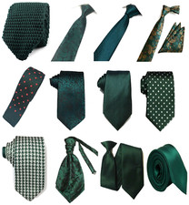 Emerald Green Collection Woven Paisley Jacquard Silky Knit Satin Tie Wedding lot