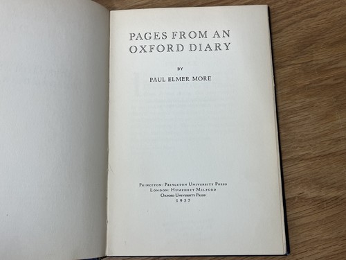 Pages From An Oxford Diary By Paul Elmer More, Vintage 1937 First Edition - Picture 6 of 11