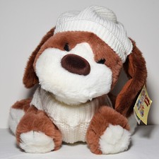 NWT Cuddle Love Viintage 1990s 11" Plush Dog w Knit Hat Sweater Orig Owner