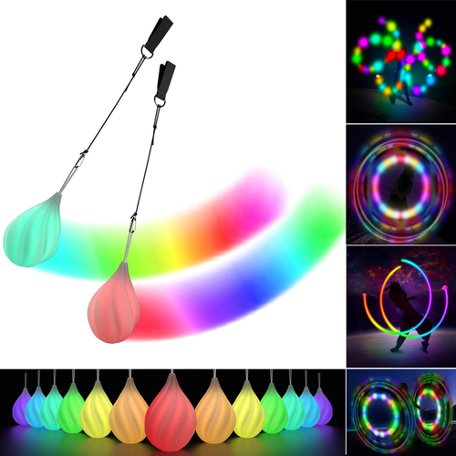 LED Poi Balls Set for Children and Adults - Luminous Premium Toy for Beginners &