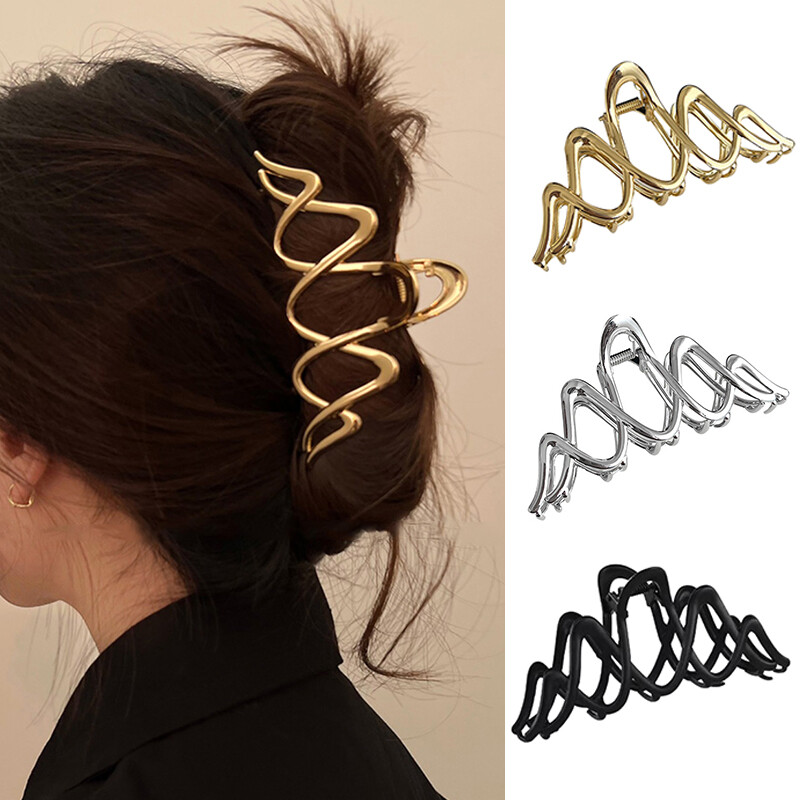 Elegant Geometric Metal Hollow Out Hair Claw Clips for Women