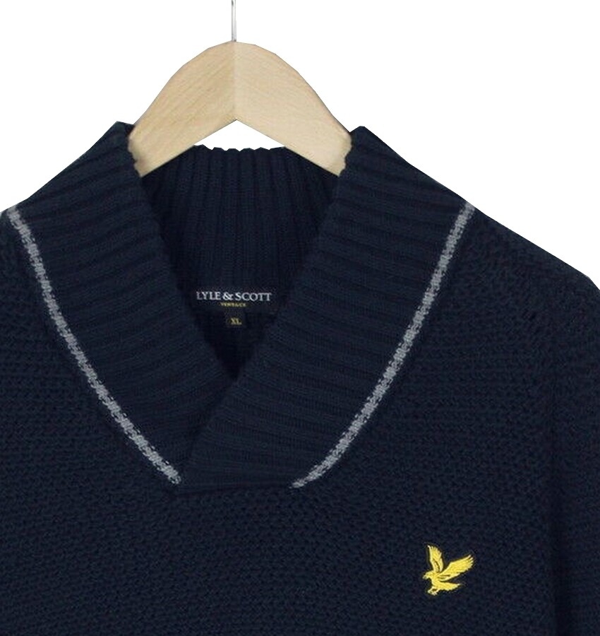 LYLE \u0026 SCOTT Mens Navy Blue Slim Chunky 