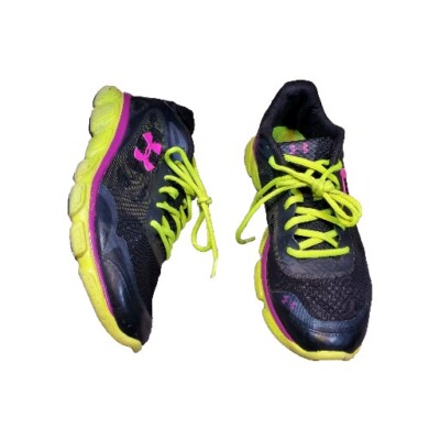Under Armour Micro G Pulse Running Shoes Women's Size 9.5 Black Neon Pre-owned 