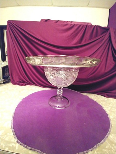 PARTY CENTER PCS SERVING TRAY DIVIDED 5 SECTION PEDESTAL PRESSED GLASS BOWL - Picture 2 of 11