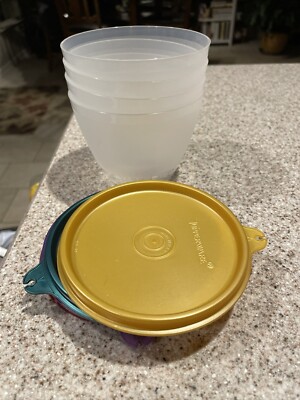 4 Tupperware Refrigerator Bowls 14oz Small Wonderlier  #148 With Lids