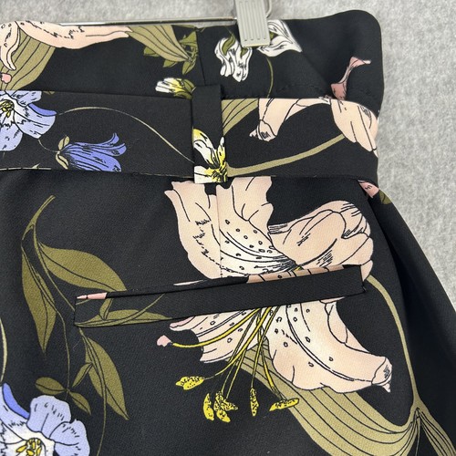 New York & Co. 7th Avenue Pants Women's 12 Black Floral Paperbag Waist Tie Belt - Picture 10 of 13