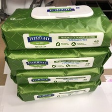 4 Pack FitRigth Aloe Quilted Cleansing Cloth Adult Wipe 4x48pcs