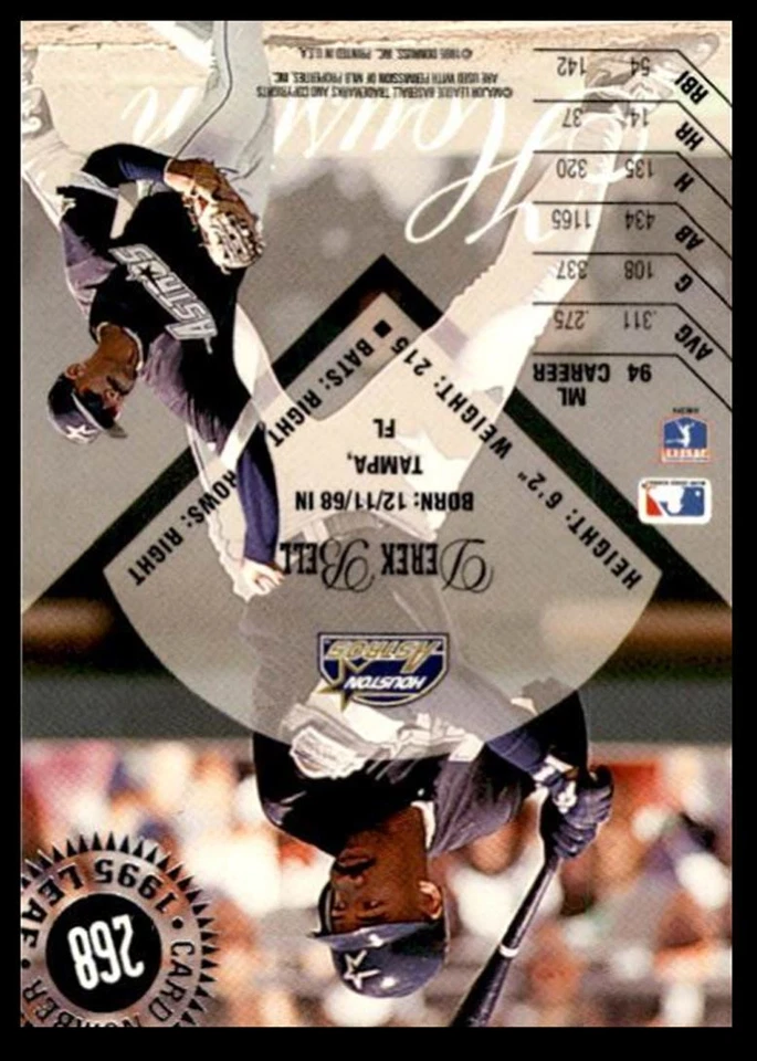 1995 Leaf Derek Bell Houston Astros #268 - Image 2 of 2