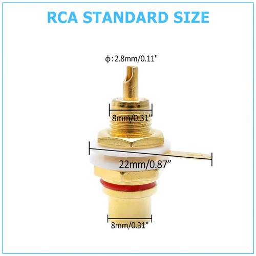 10 Pcs RCA Female Chassis Panel Mount Jack Socket Connector 24K Gold Plated USA - Picture 6 of 6