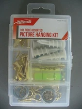 101 Pc. Homemate Picture Hanging Kit- Hangers, Wire, Eyes, Nails, Screws NEW 