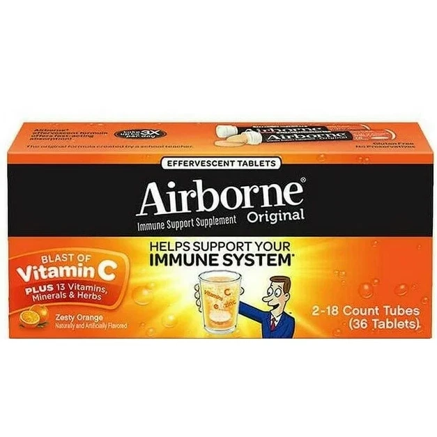 Airborne Immune Support Effervescent Tablets, 36 ct, Orange - Image 2 of 3