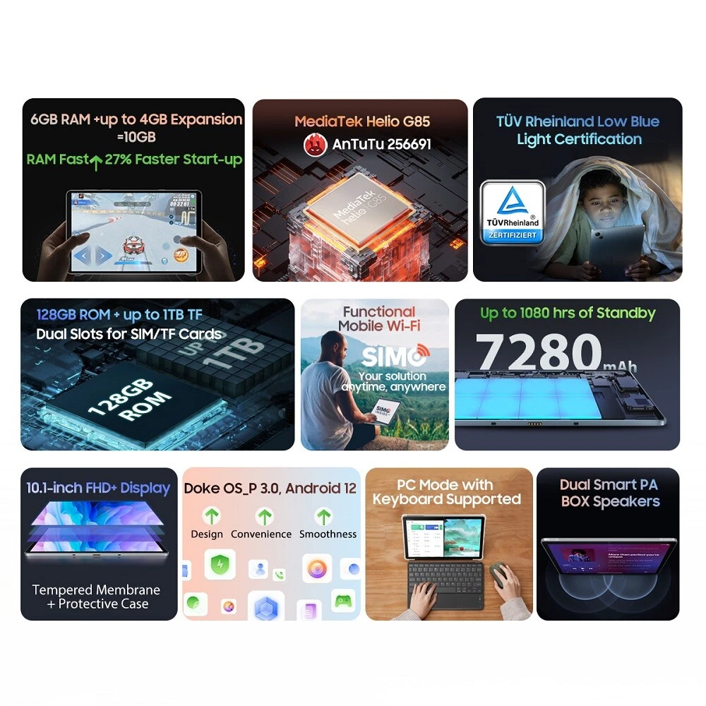 Blackview Tab 13 Android 12 G85 Octa Core 6G+128GB SIM Tablet Pad