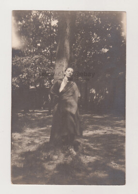 Pretty Cute Young Woman Eyes Closed Blessed Female Rays of Light Throught Trees