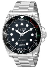 Gucci Dive 45mm SS Black Matte Dial Rotating Bezel Men's Watch YA136208A