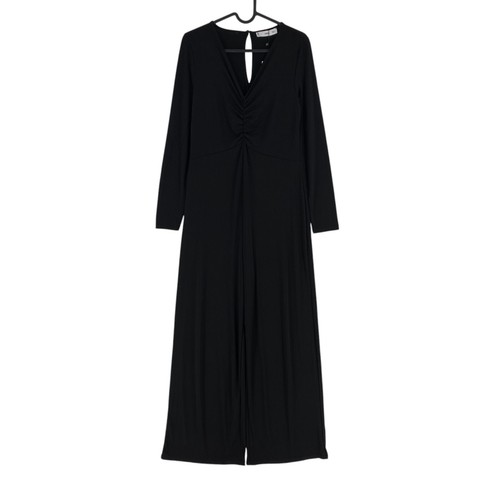 Mango MNG Damen Schwarzer Drapierter Langärmliger Jumpsuit Größe M - Bild 1 von 10