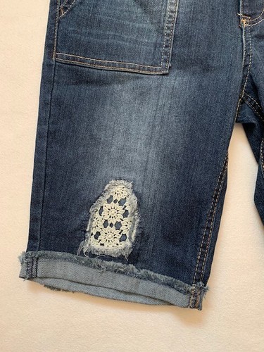 NWT Mudd Girls Porkchop Crochet Bermuda Denim Jean Shorts 10 - Picture 2 of 6