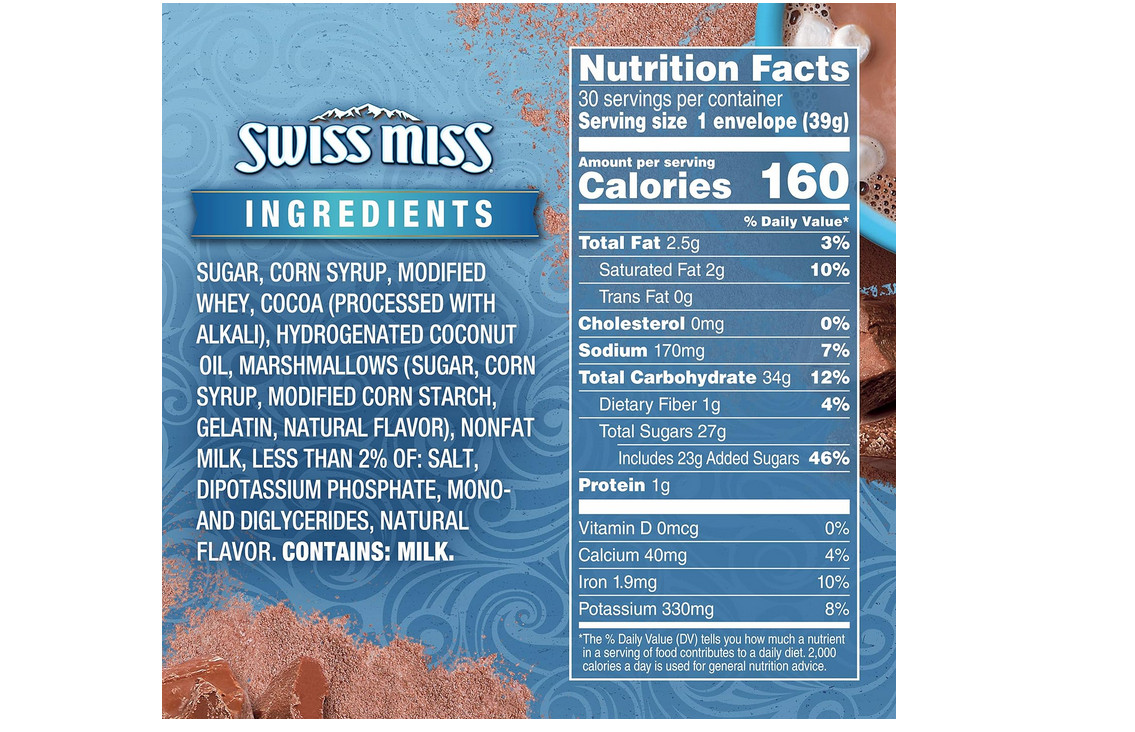 Swiss Miss Chocolate Hot Cocoa Mix With Marshmallows, 30 Count Hot Cocoa Packets