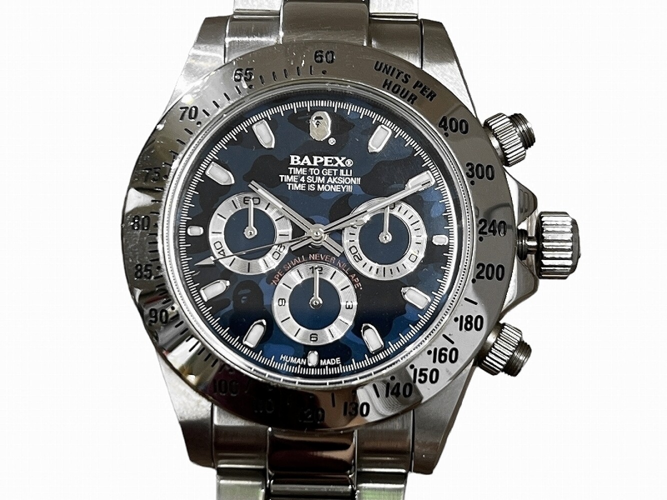 A BATHING APE BAPEX Automatic Navy Camouflage Daytona model Analog Men's - Photo 2 sur 12