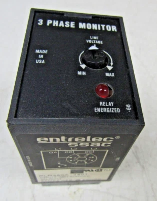🔥NEW ENTRELEC SSAC 3 PHASE MONITOR PLR480A 380-500VAC INPUT 5A @ 240VAC W/ BASE - Image 1 of 4