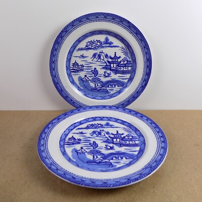 2 Ashworth Ironstone Real Old Canton 10'' Dinner Plates Antique England
