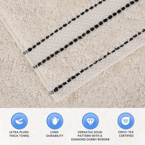 Niles Egypt Produced Giza Cotton Dobby Ultra-Plush Thick Bath Towel Set of 3 - Picture 62 of 100