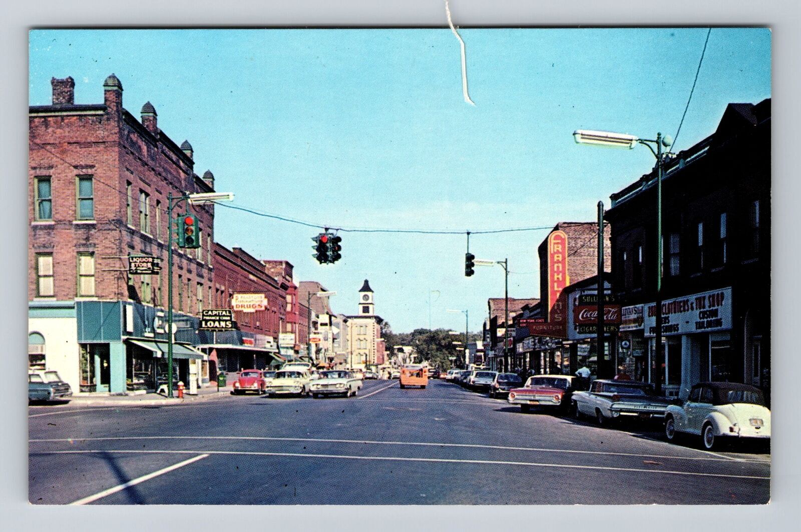 Seneca Falls NY-New York, Coca-Cola, Fall Street, Drugstore, Vintage Postcard