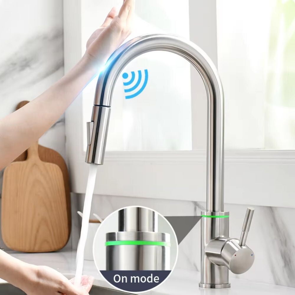 Touch Kitchen Faucet, 2 Modes Pull Down Sprayer, With Temperature LED Activated 