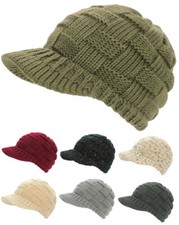 Strickmütze Damen Herren mit Schirm Schirmmütze Winter Mütze Unisex 