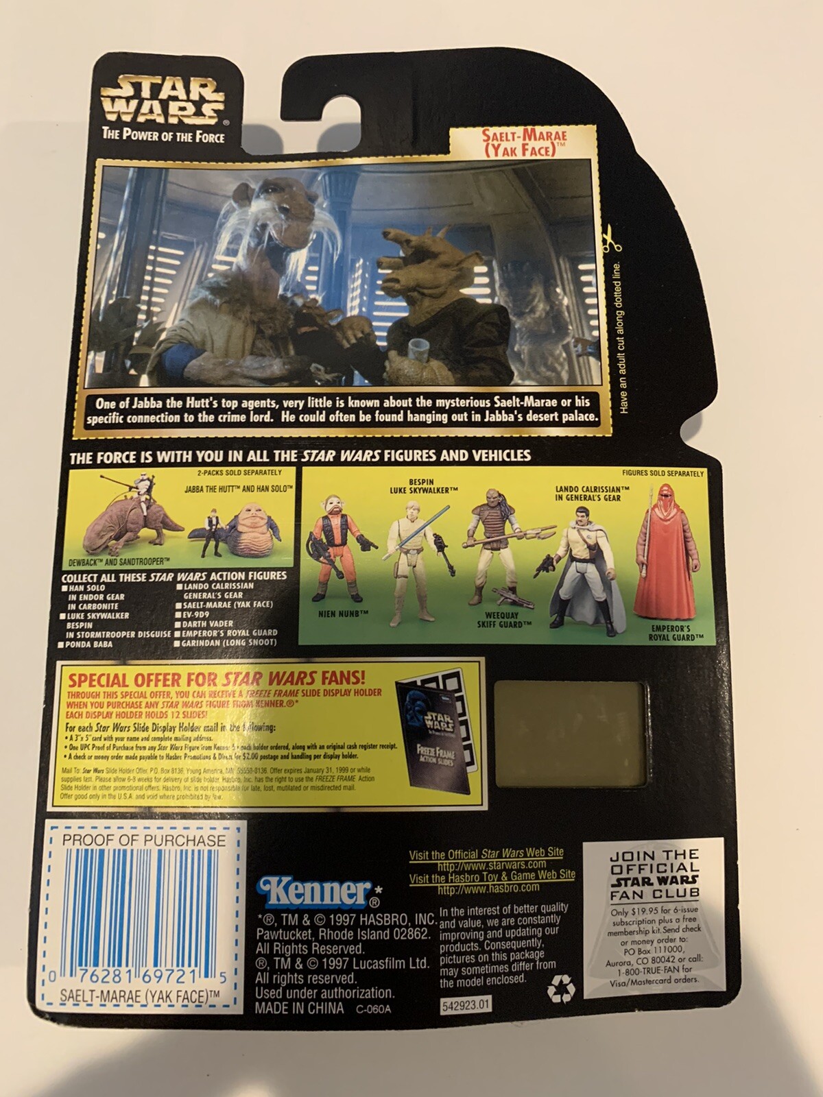 Star Wars Power of the Force POTF2 Freeze Frame Saelt-Marae (Yak Face)