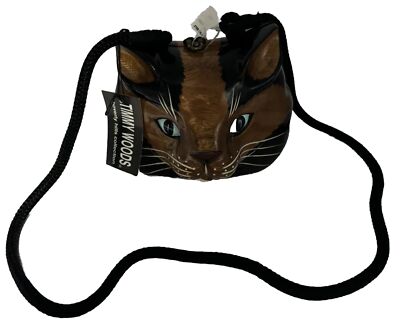 Designer Timmy Woods of Beverly Hills Calico Cat Acacia Wood Purse