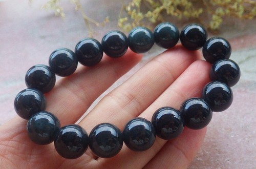 Video Certified Green A JADE Jadeite Circle Bead Bangle Bracelet 手链 114824 VS - Picture 2 of 8