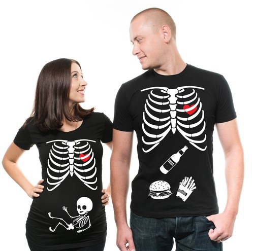 Pregnancy Funny X-ray Couple Skeleton T 