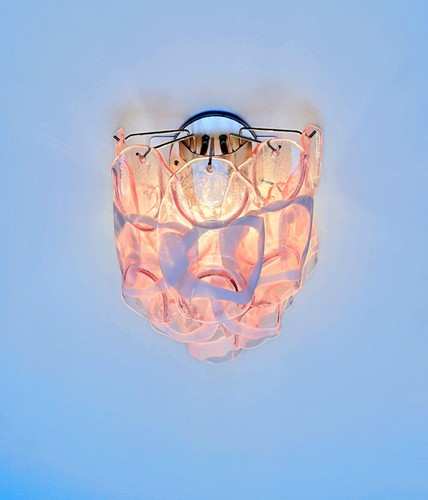 1970’s Pair of Vintage Italian Murano wall lights - 10 pink glasses - Foto 15 di 17