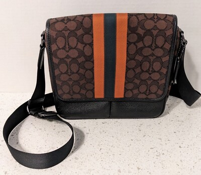 Coach C6583 Thompson Map Bag Green Stripe Crossbody NWOT