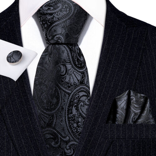 Herren Krawatte Klassisch Hochzeit Krawatte und Einstecktuch Manschettenknöpfe Set Paisley - Bild 21 von 253
