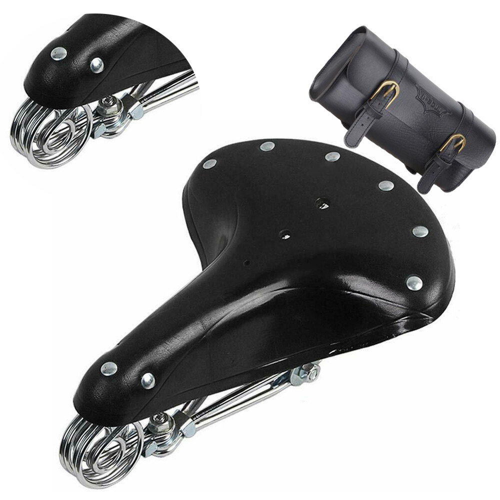Selle Vélo Rétro Vintage – Cuir PU, Ressorts, Pour Vélo Classique, Neuve