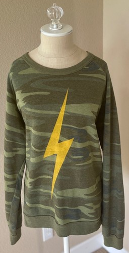 AVIATOR NATION UNISEX Camo Camouflage Large Bolt Graphic Logo Crew Sweatshirt XL