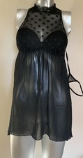 Black Chiffon Babydoll Chemise Thong Lingerie Set Size M NWT MSRP 42 Apt. 9