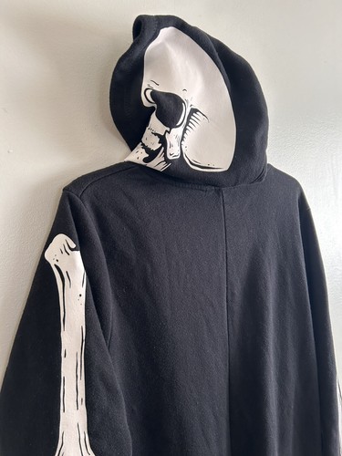 Skeleton Halloween Costume Outfit Pajama Full Body Youth By H&M Size 14Y - Picture 11 of 15